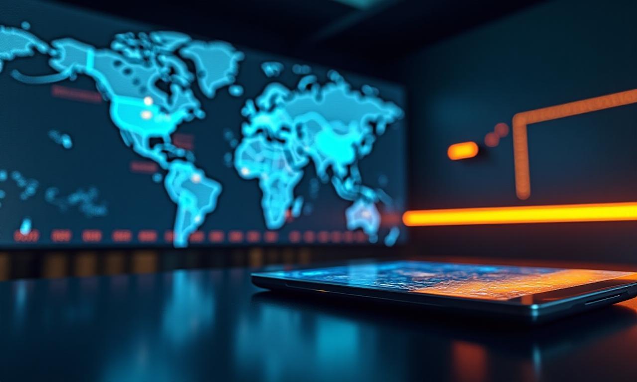 Modern logistics hub with trucks and technology